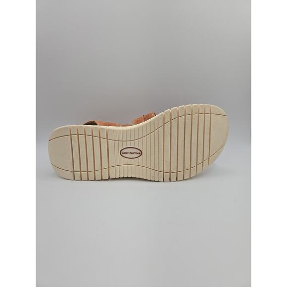 NIB Comfortiva Womens Calvina Luggage Tan Slingback Strappy Wedge Sandals 7.5M - Picture 5 of 5